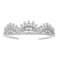 Bridal Tiaras, Zinc Alloy, Crown, silver color plated, vintage & for woman & with rhinestone 