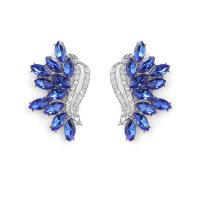 Zinc Alloy Rhinestone Stud Earring, vintage & for woman & with rhinestone, blue 