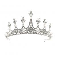 Zinc Alloy Tiaras, Crown, silver color plated, vintage & for woman & with rhinestone 