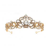 Zinc Alloy Tiaras, gold color plated, vintage & for woman & with rhinestone 