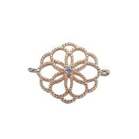 Cubic Zirconia Micro Pave Brass Connector, Flower, gold color plated, other effects & micro pave cubic zirconia & for woman 