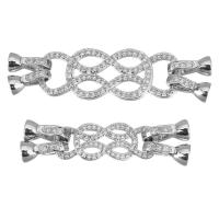 Brass Snap Clasp, plated, DIY & micro pave cubic zirconia & hollow, metallic color plated 