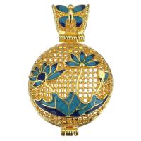 Brass Floating Locket Pendant, gold color plated, enamel & hollow, metallic color plated 26mm Approx 