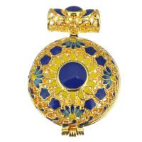 Brass Floating Locket Pendant, gold color plated, enamel & hollow, metallic color plated 27mm 