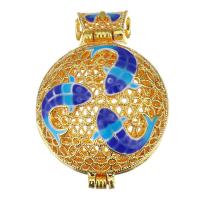 Brass Floating Locket Pendant, gold color plated, enamel & hollow, metallic color plated 27mm Approx 