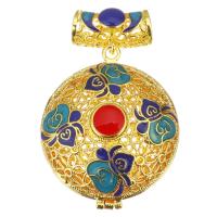 Brass Floating Locket Pendant, gold color plated, enamel & hollow, metallic color plated 27mm Approx 6mm 
