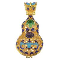 Brass Floating Locket Pendant, gold color plated, enamel & hollow, metallic color plated Approx 