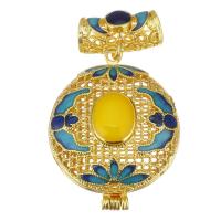 Brass Floating Locket Pendant, gold color plated, enamel & hollow, metallic color plated 26mm Approx 6mm 