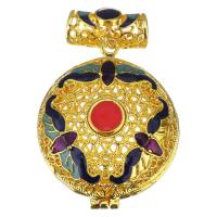 Brass Floating Locket Pendant, gold color plated, enamel & hollow, metallic color plated 27mm Approx 6mm 
