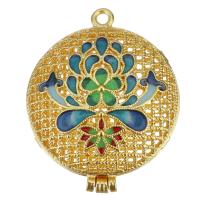 Brass Floating Locket Pendant, gold color plated, enamel & hollow, metallic color plated 26mm Approx 2mm 