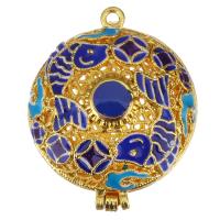 Brass Floating Locket Pendant, gold color plated, enamel & hollow, metallic color plated 27mm Approx 2mm 