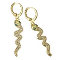 Huggie Hoop Drop Earring, Brass, plated, fashion jewelry & for woman & with cubic zirconia, nickel, lead & cadmium free, 45mm 