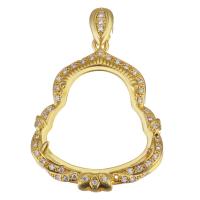 Brass Pendant Cabochon Setting, sang gold plated, micro pave cubic zirconia & hollow Approx 
