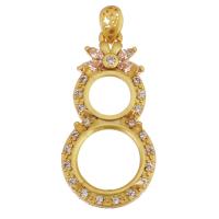 Brass Pendant Cabochon Setting, sang gold plated, micro pave cubic zirconia & hollow 10mm,14mm Approx 