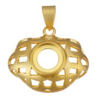 Brass Pendant Cabochon Setting, sang gold plated, hollow 8mm Approx 