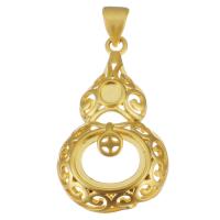Brass Pendant Cabochon Setting, sang gold plated, hollow 3mm Approx 4mm 