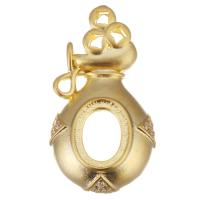Brass Pendant Cabochon Setting, Money Bag, sang gold plated, micro pave cubic zirconia & hollow Approx 