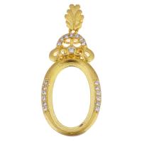 Brass Pendant Cabochon Setting, sang gold plated, micro pave cubic zirconia & hollow 