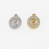 Rhinestone Stainless Steel Pendants, Round, plated, DIY & micro pave rhinestone & hollow Approx 1mm 