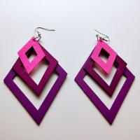 Wood Drop Earring, with Alloy, Rhombus, for woman 11cm/4.33inch 