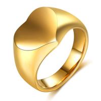 Titanium Steel Finger Ring, Heart, plated, Unisex, golden, 16*12mm 