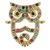 Cubic Zirconia Micro Pave Brass Connector, Owl, plated, fashion jewelry & DIY & with cubic zirconia, nickel, lead & cadmium free Approx 1mm 