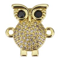 Cubic Zirconia Micro Pave Brass Connector, Owl, plated, fashion jewelry & DIY & with cubic zirconia, nickel, lead & cadmium free Approx 1.5mm 