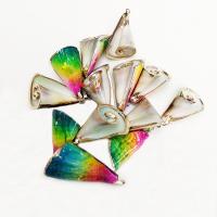 Dyed Shell Pendants, plated, natural & DIY, multi-colored, 16*36mm 