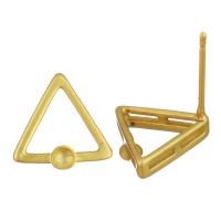 Vástago de Metal para Pendientes, Triángulo, cantó chapado en oro, hueco, 11.5x11x16mm,2.5mm,1mm, Vendido por Par