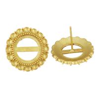 Brass Earring Stud Component, sang gold plated, hollow 12mm,2.5mm,1mm 
