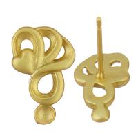 Brass Earring Stud Component, sang gold plated, hollow 2.5mm,1mm 