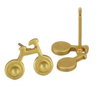 Brass Earring Stud Component, Bike, sang gold plated, DIY 2mm,1mm 