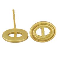 Brass Earring Stud Component, Ellipse, sang gold plated, hollow 1mm 