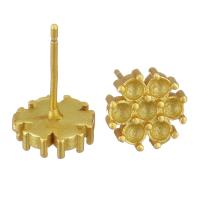 Brass Earring Stud Component, Flower, sang gold plated, DIY 2mm,1mm 