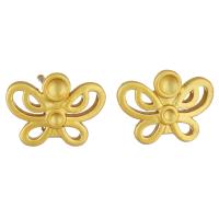 Brass Earring Stud Component, Butterfly, sang gold plated, DIY 2mm,1mm,1mm 