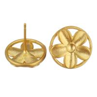 Brass Earring Stud Component, Flower, sang gold plated, hollow 2.5mm,1mm 