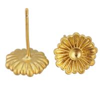Brass Earring Stud Component, Flower, sang gold plated, DIY 2.5mm,1mm 