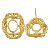 Brass Earring Stud Component, sang gold plated, hollow 2.5mm,1mm 
