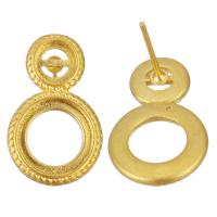 Brass Earring Stud Component, sang gold plated, hollow 5mm,9mm,1mm 