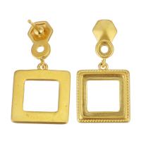Brass Earring Drop Component, Square, sang gold plated, hollow, 25mm 3mm,1mm 