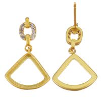 Brass Earring Drop Component, sang gold plated, micro pave cubic zirconia & hollow, 20mm 1mm 