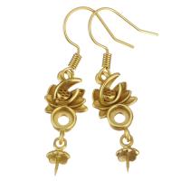 Brass Earring Drop Component, sang gold plated, hollow, 39mm 4mm,0.5mm 