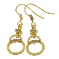 Brass Earring Drop Component, sang gold plated, micro pave cubic zirconia & hollow, 32mm 