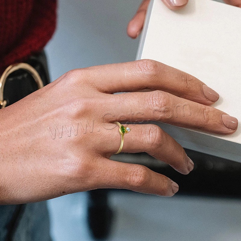 Цирконий Микро вымощает стерлингового серебра палец кольцо, 925 пробы, Другое покрытие, разный размер для выбора & инкрустированное микро кубического циркония & Женский, Много цветов для выбора, 12.82mm, продается PC