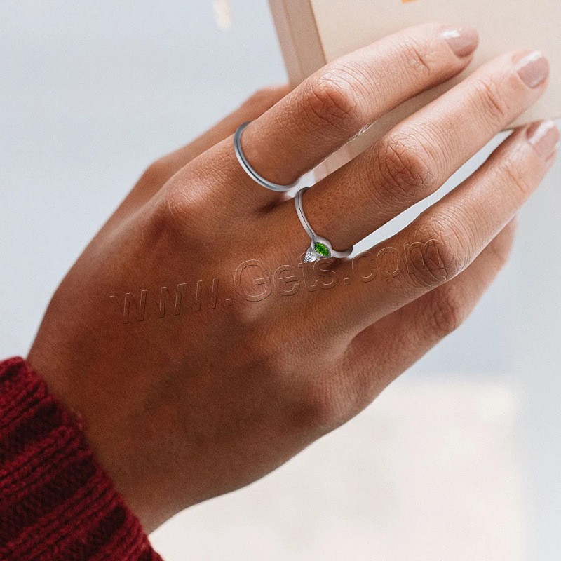 Цирконий Микро вымощает стерлингового серебра палец кольцо, 925 пробы, Другое покрытие, разный размер для выбора & инкрустированное микро кубического циркония & Женский, Много цветов для выбора, 12.82mm, продается PC