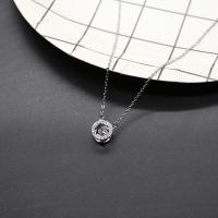 Rhinestone Zinc Alloy Necklace, Round, plated, micro pave rhinestone & for woman & hollow 10*10mmuff0c380+60mm 