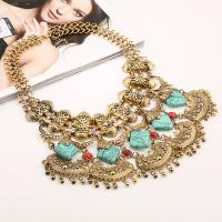 Fashion Fringe Necklace, Zinc Alloy, with turquoise, plated, for woman 500mm 