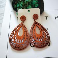 Wood Drop Earring, with Iron, vintage & for woman 30mm 