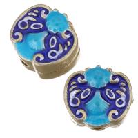 Enamel Brass Beads, gold color plated, blue Approx 2mm 