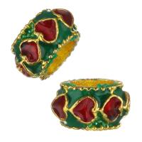 Brass Spacer Beads, gold color plated, enamel, mixed colors 